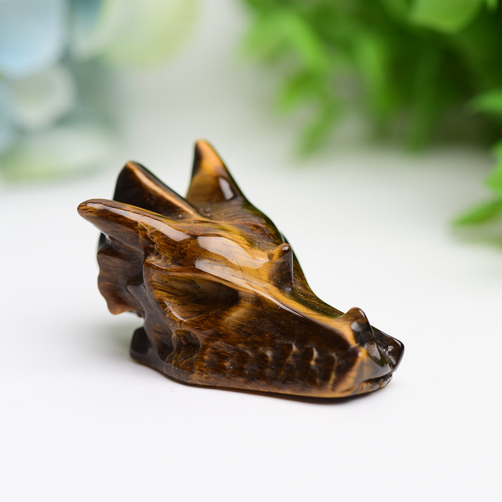 1.8" Mixed Crystal Dragon Head Animal Crystal Carving Wholesale Crystals USA