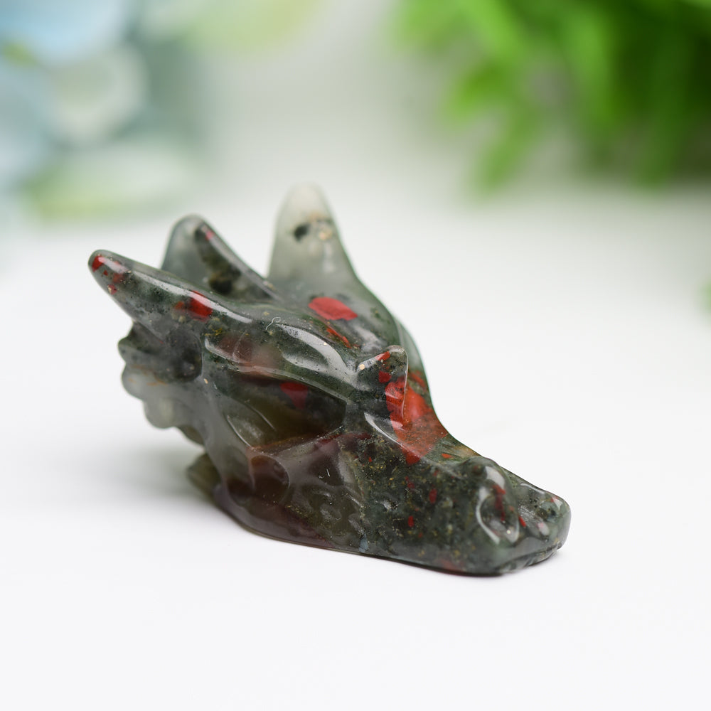 1.8" Mixed Crystal Dragon Head Animal Crystal Carving Wholesale Crystals USA