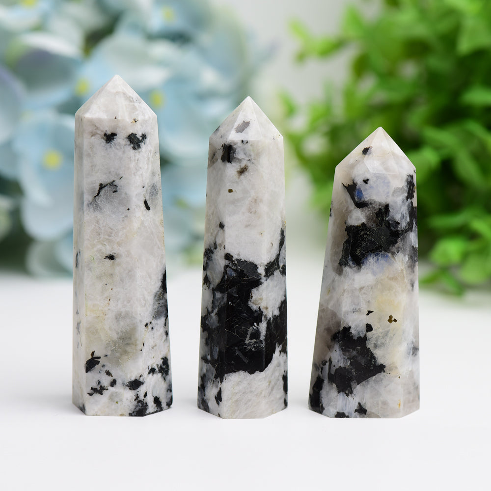 2.5"-4.5" Black Moon Stone Crystal Point Bulk Wholesale Wholesale Crystals USA