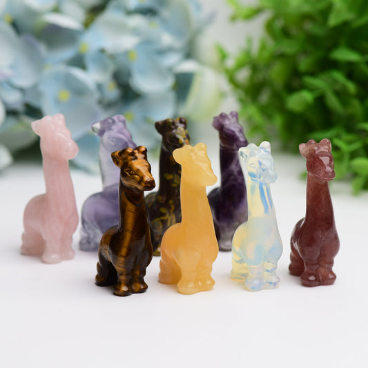 2.4" Mixed Crystal Girraffe Animal Crystal Carving Wholesale Crystals USA
