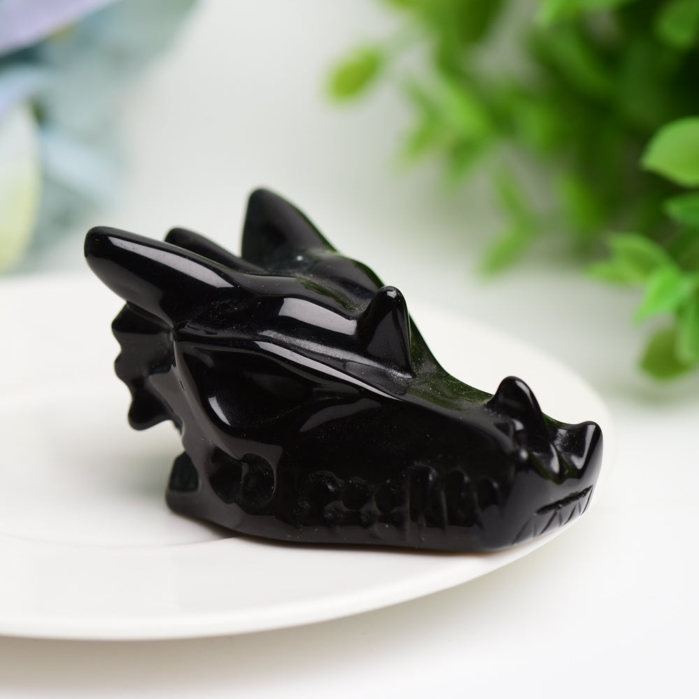 2.5" Mixed Crystal Dragon Head Animal Crystal Carving Wholesale Crystals USA