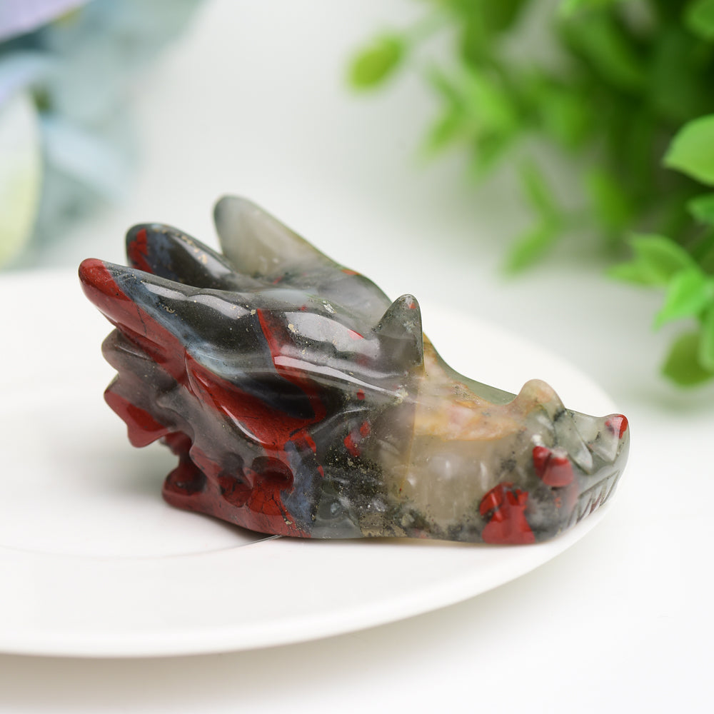 2.5" Mixed Crystal Dragon Head Animal Crystal Carving Wholesale Crystals USA