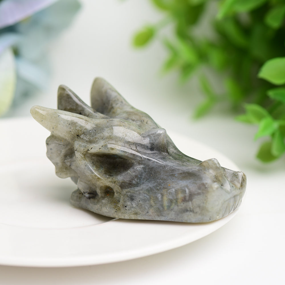 2.5" Mixed Crystal Dragon Head Animal Crystal Carving Wholesale Crystals USA