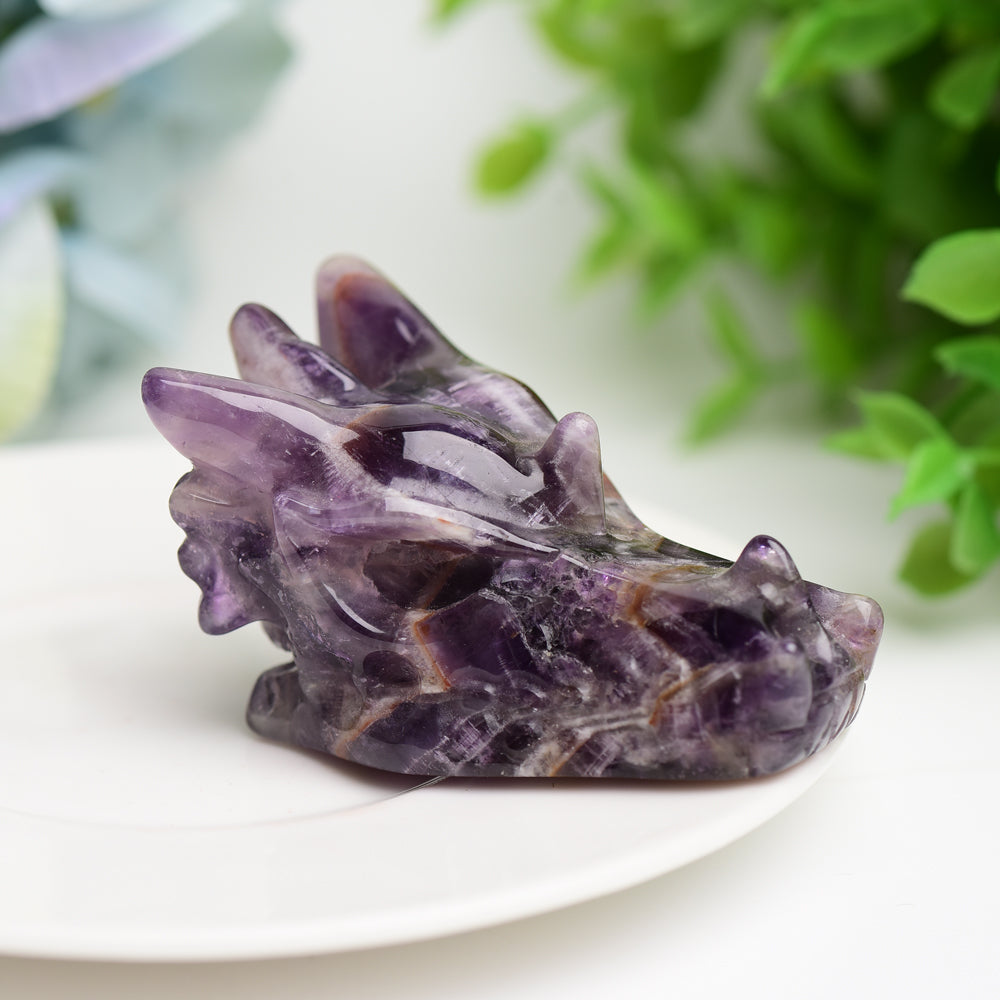 2.5" Mixed Crystal Dragon Head Animal Crystal Carving Wholesale Crystals USA