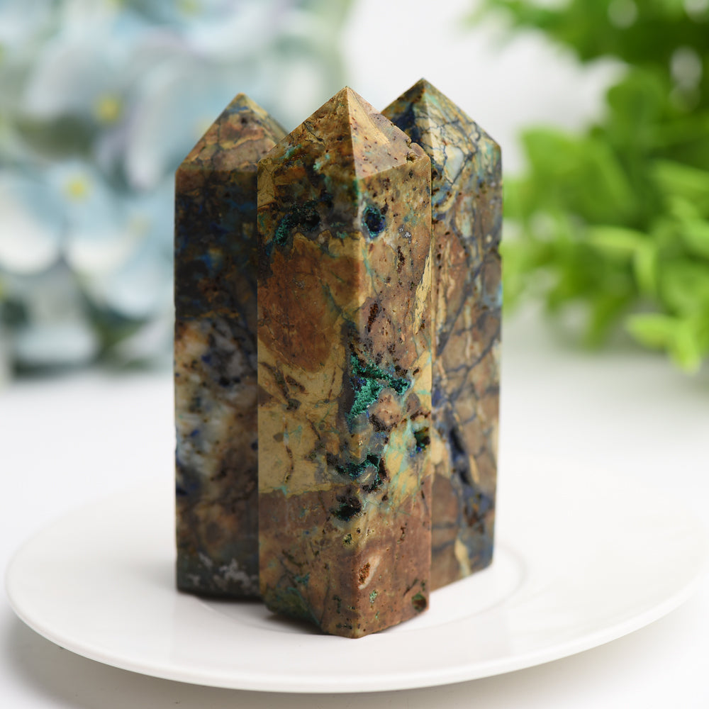 3.0"-4.0" Azurite Grow with Malachite Stone Crystal Point Bulk Wholesale  Crystals USA