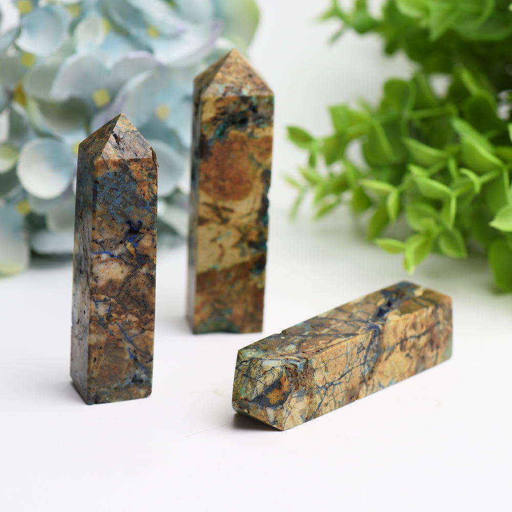 3.0"-4.0" Azurite Grow with Malachite Stone Crystal Point Bulk Wholesale  Crystals USA