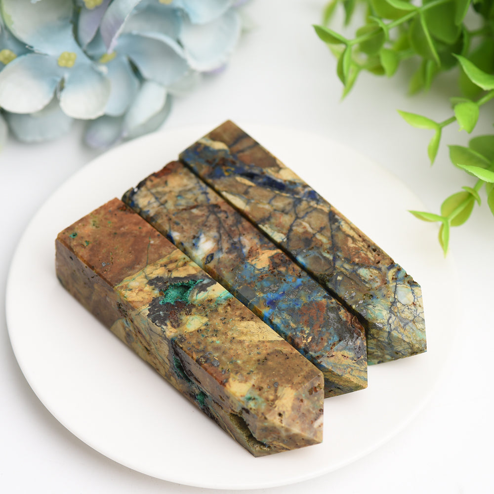 3.0"-4.0" Azurite Grow with Malachite Stone Crystal Point Bulk Wholesale  Crystals USA