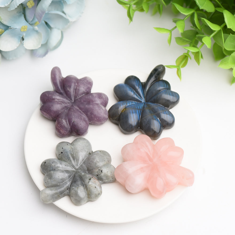 2.2" Mixed Crystal Clover Leaf Crystal Carving Bulk Wholesale  Crystals USA