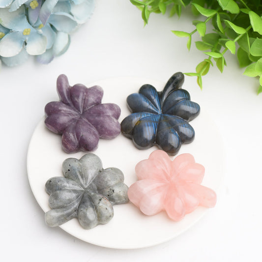 2.2" Mixed Crystal Clover Leaf Crystal Carving Bulk Wholesale  Crystals USA