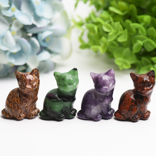 1.9" Mixed Crystal Cat Crystal Carving Bulk Wholesale Wholesale Crystals USA