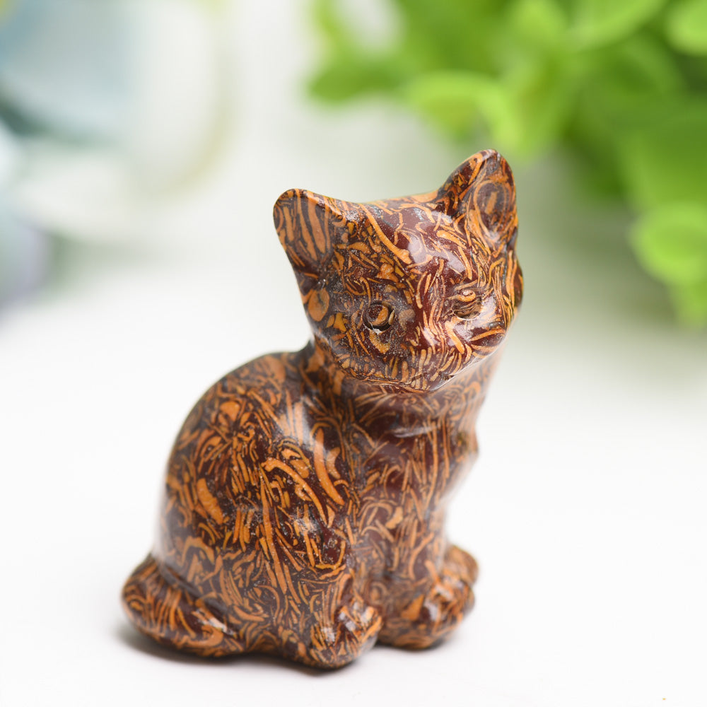 1.9" Mixed Crystal Cat Crystal Carving Bulk Wholesale Wholesale Crystals USA