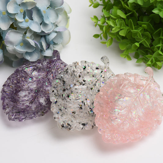 6.0" Resin Leaf Shape Plate Bulk Wholesale Wholesale Crystals USA