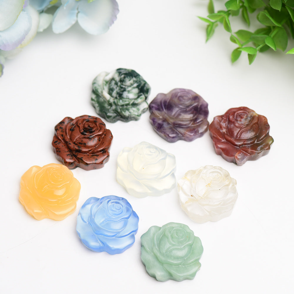 1.4" Mixed Crystal Rose Flower Carving Bulk Wholesale  Crystals USA