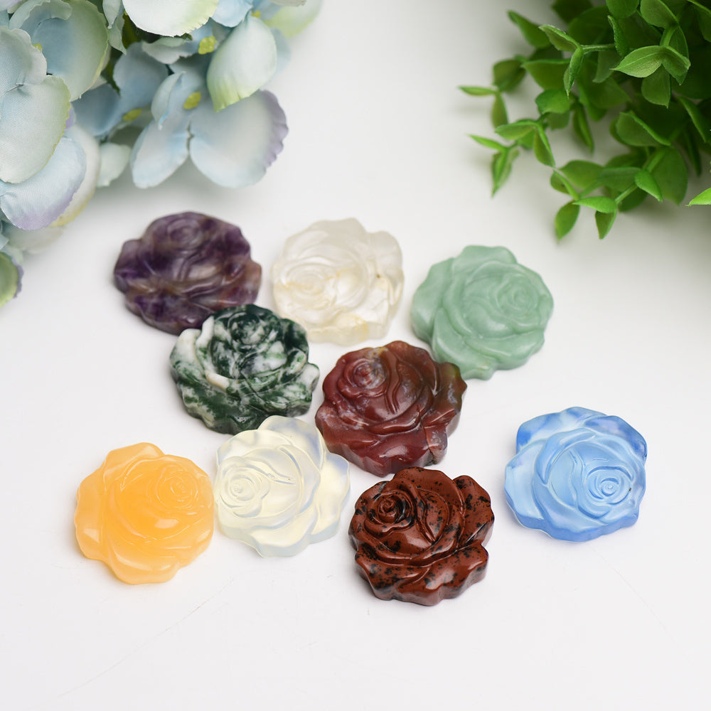 1.4" Mixed Crystal Rose Flower Carving Bulk Wholesale  Crystals USA