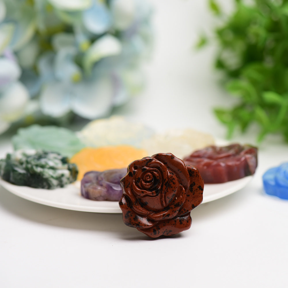 1.4" Mixed Crystal Rose Flower Carving Bulk Wholesale  Crystals USA