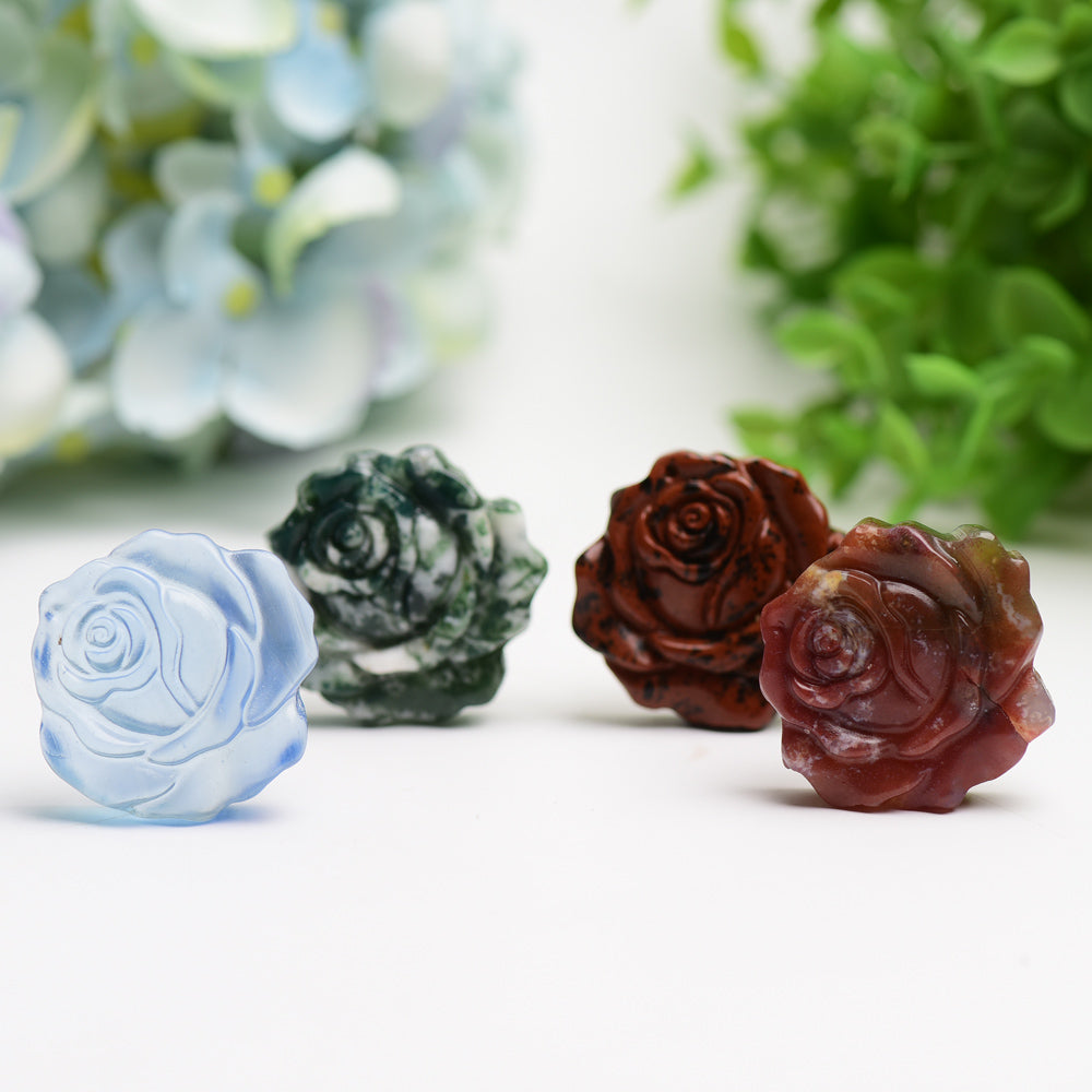 1.4" Mixed Crystal Rose Flower Carving Bulk Wholesale  Crystals USA