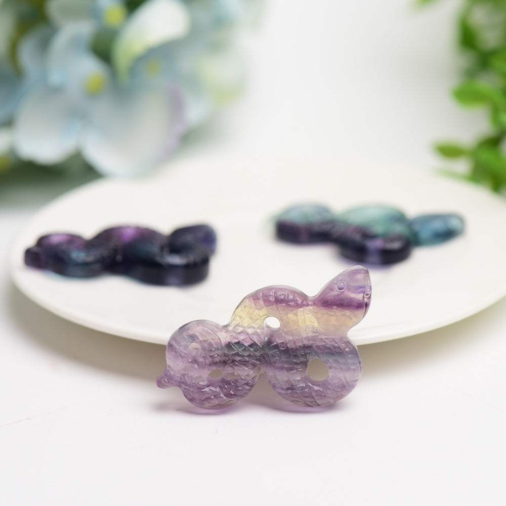 2.0" Rainbow Fluorite Snake Carving Bulk Wholesale  Crystals USA
