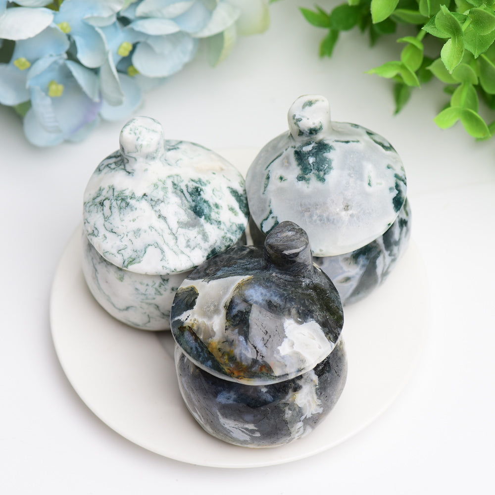 2.5" Moss Agate Mushroom House Crystal Carving Free Form Wholesale Crystals USA
