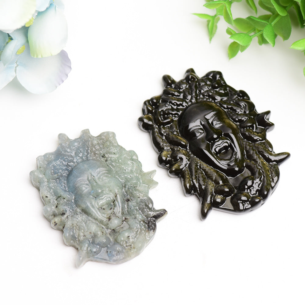 2.8"-3.3" Labradorite Golden Obsidian Medusa Carving Bulk Wholesale  Crystals USA