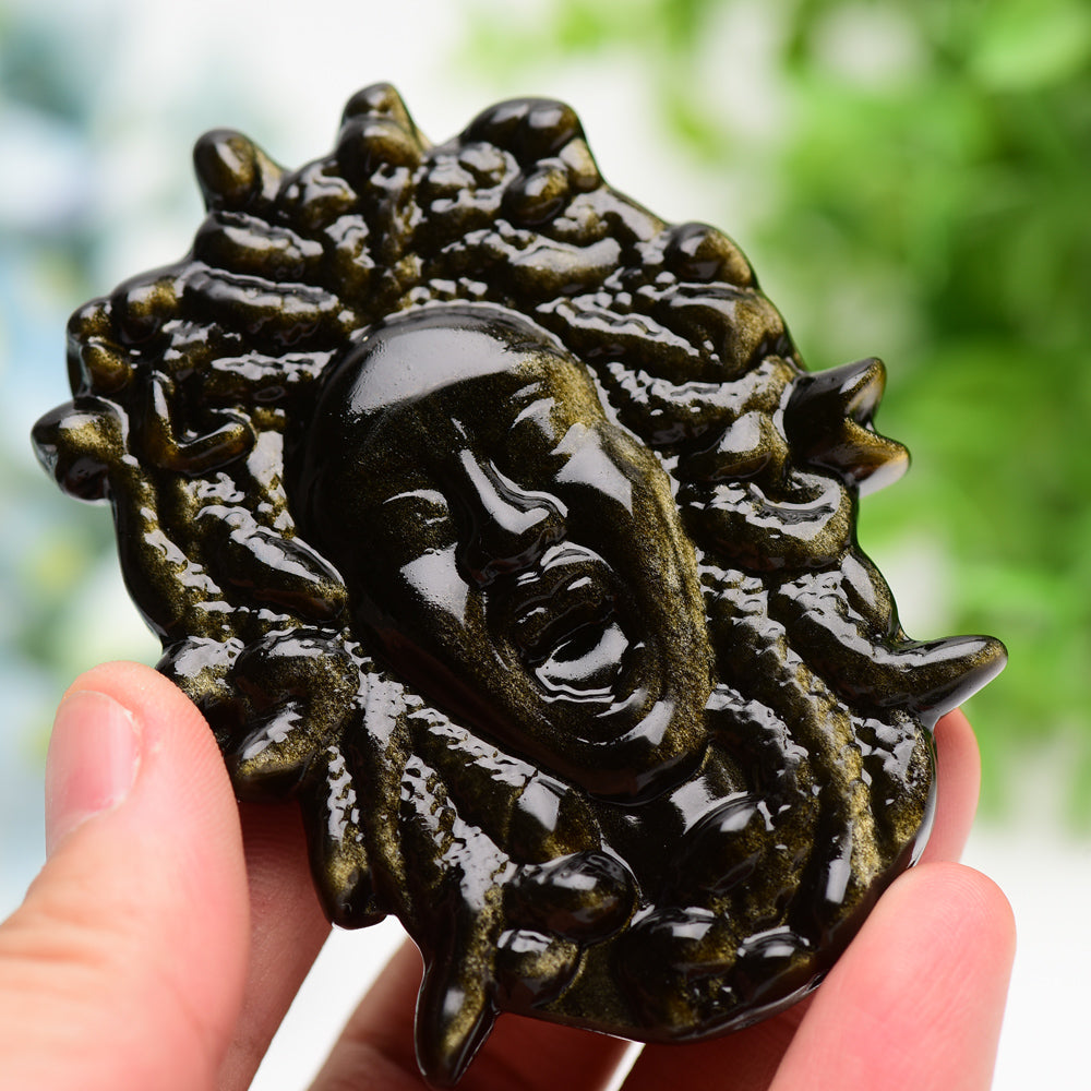 2.8"-3.3" Labradorite Golden Obsidian Medusa Carving Bulk Wholesale  Crystals USA