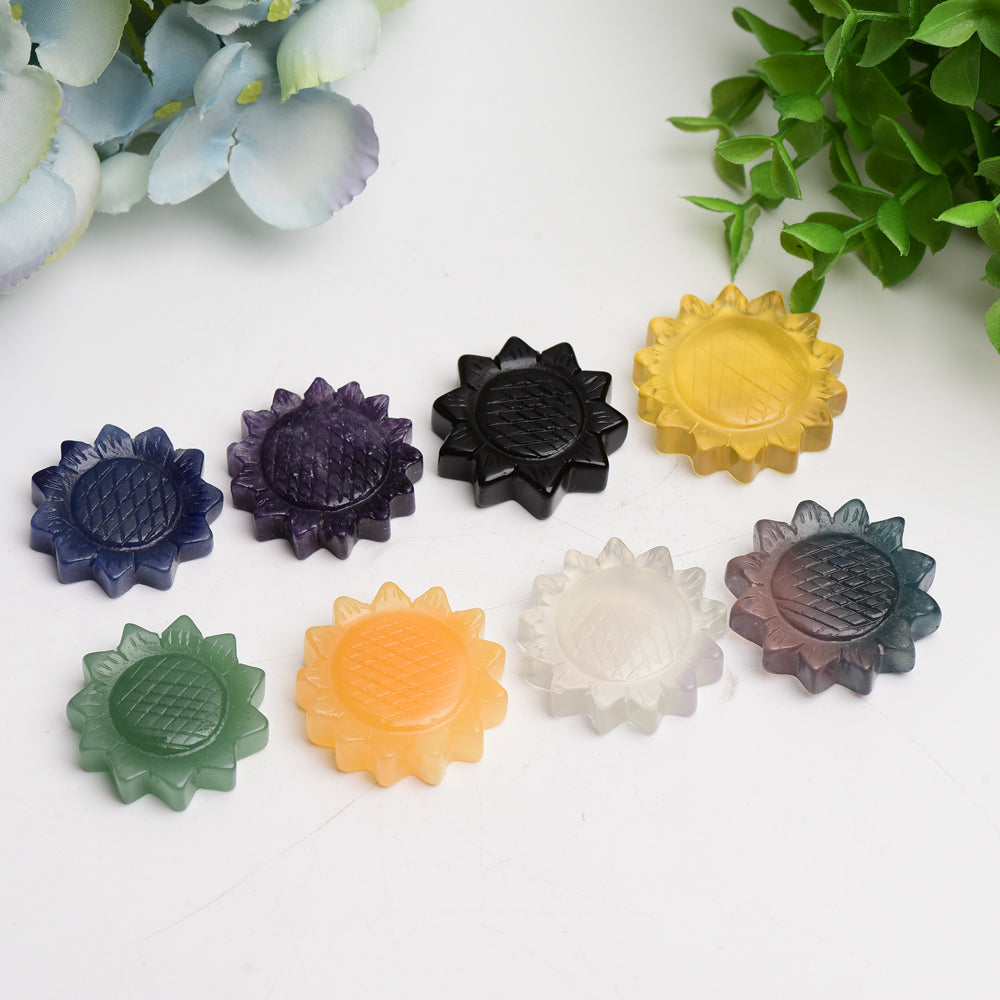 1.3"-1.5" Mixed Crystal Sunflower Carving Bulk Wholesale  Crystals USA