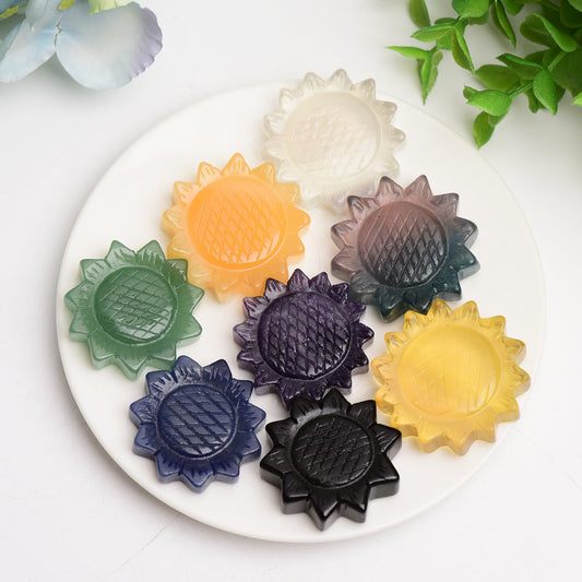 1.3"-1.5" Mixed Crystal Sunflower Carving Bulk Wholesale  Crystals USA