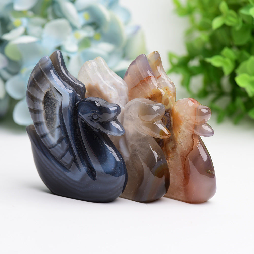3.0" Druzy Agate Swan Animal Crystal Carving Wholesale Crystals USA