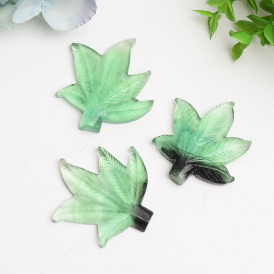 2.2"  Green Fluorite Maple Leaf Crystal Carving Bulk Wholesale  Crystals USA