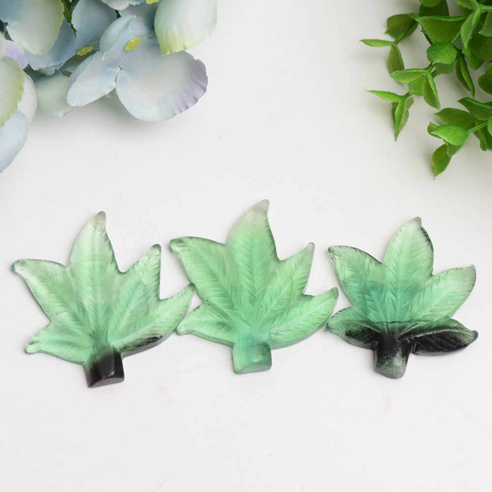 2.2"  Green Fluorite Maple Leaf Crystal Carving Bulk Wholesale  Crystals USA