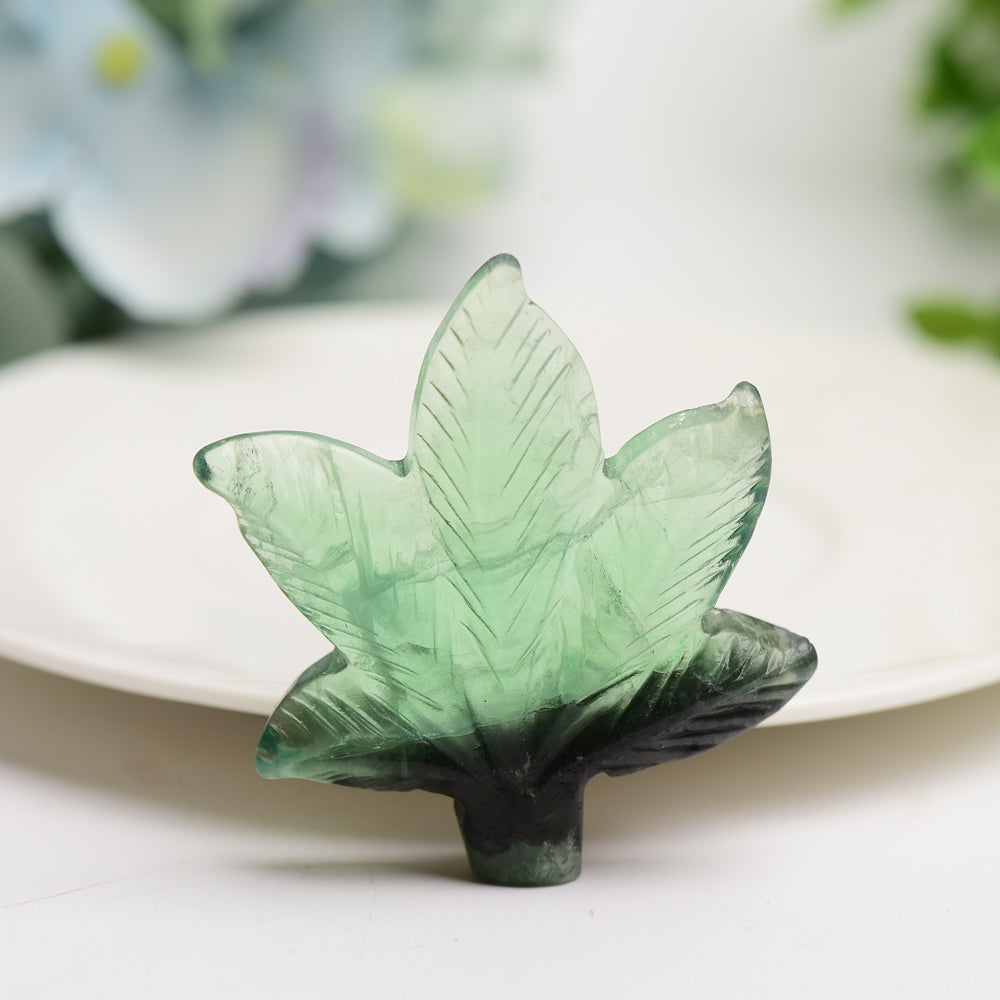 2.2"  Green Fluorite Maple Leaf Crystal Carving Bulk Wholesale  Crystals USA