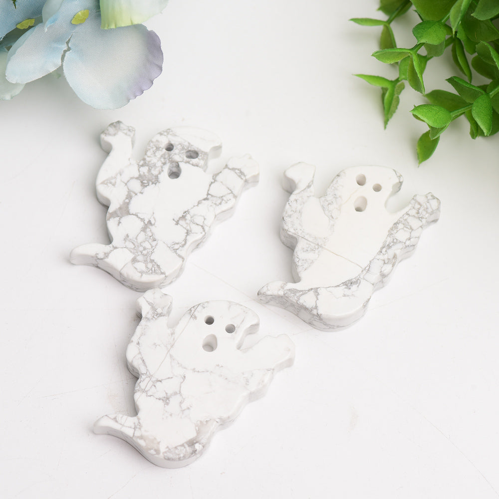 2.0" Howlite Ghost Carving for Halloween Decor Bulk Wholesale  Crystals USA