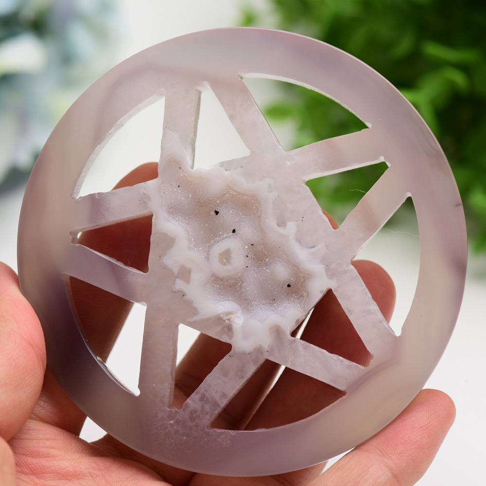 3.8" Druzy Agate Pentagram Star Crystal Carving Bulk Wholesale  Crystals USA