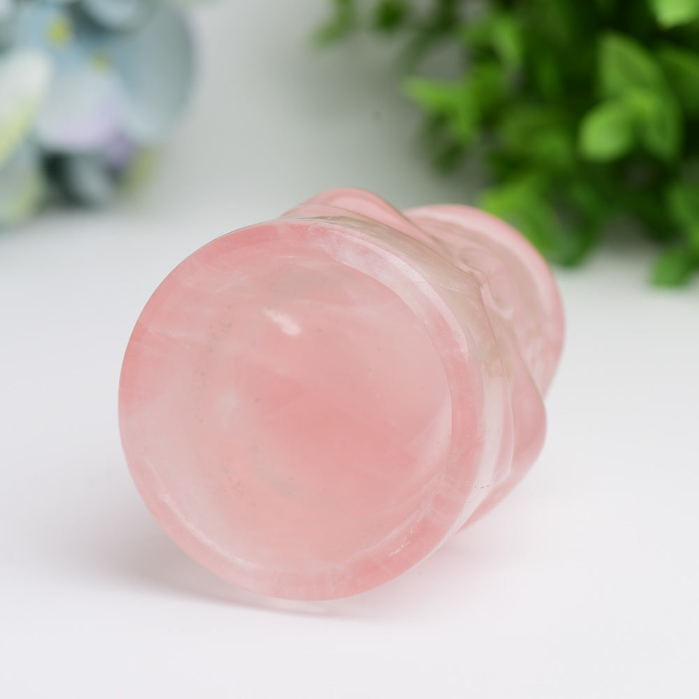 2.8" Rose Quartz Cup with Skull Carving Decor for Bulk Wholesale Wholesale Crystals USA