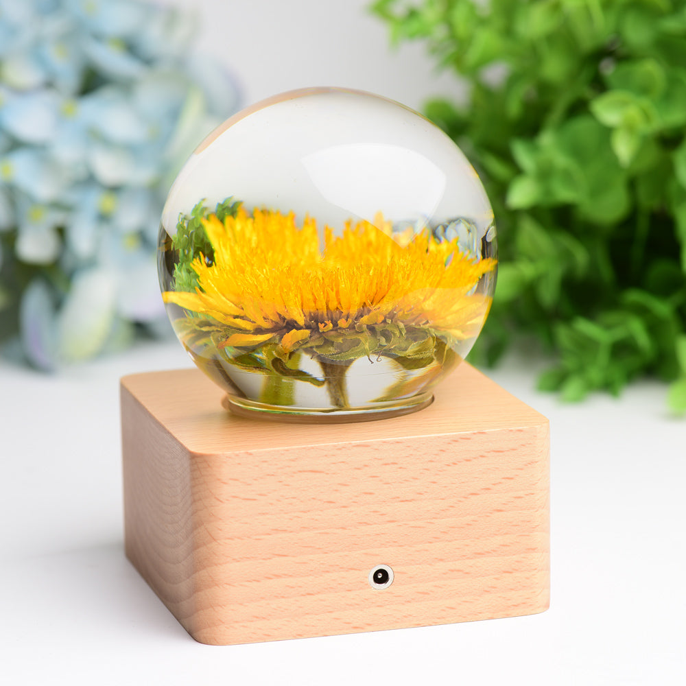 1 Set Resin Sphere with Sunflower Touch-sensitive Switch Lamp Free Form for Bulk Wholesale Wholesale Crystals USA