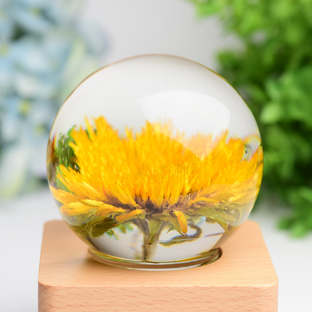 1 Set Resin Sphere with Sunflower Touch-sensitive Switch Lamp Free Form for Bulk Wholesale Wholesale Crystals USA