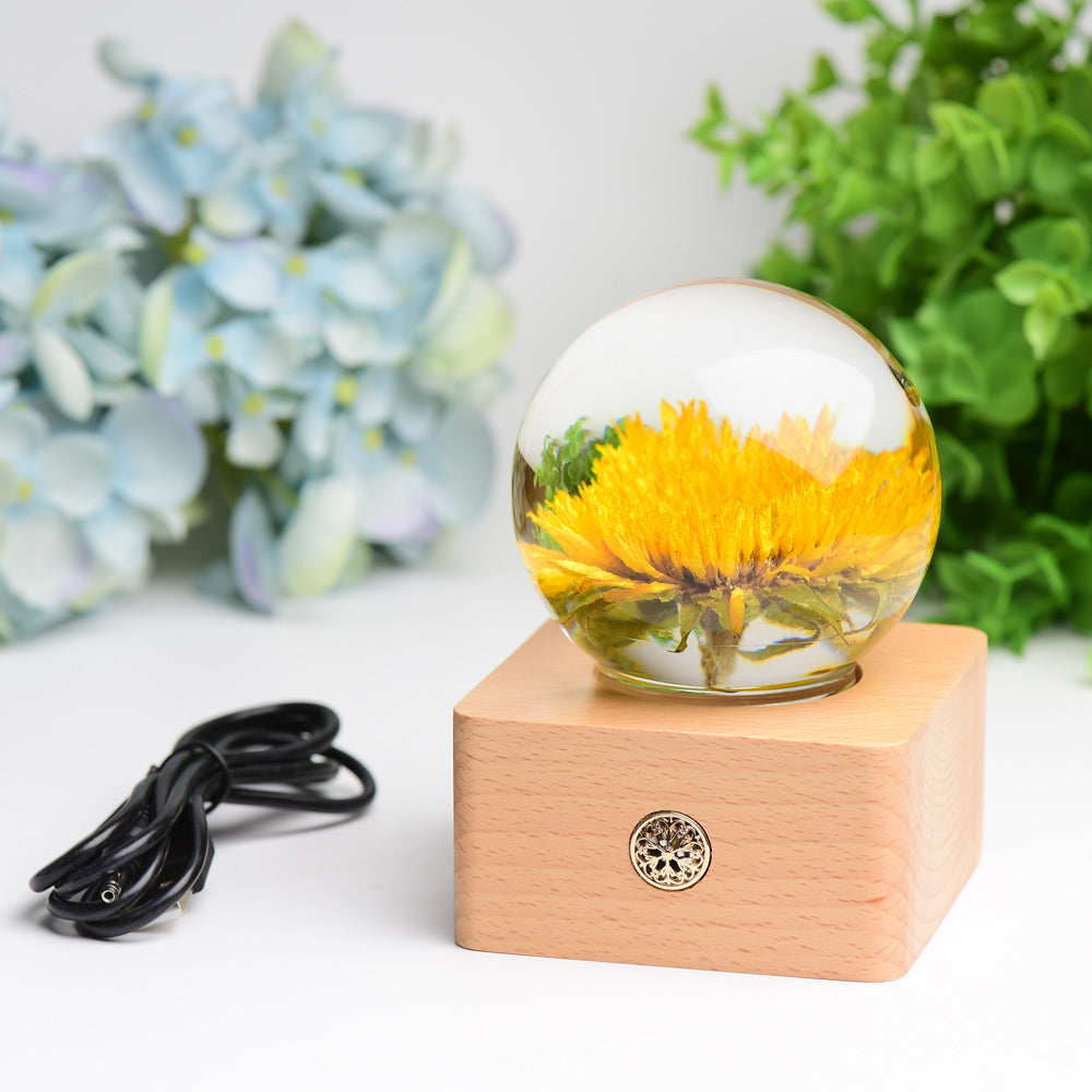1 Set Resin Sphere with Sunflower Touch-sensitive Switch Lamp Free Form for Bulk Wholesale Wholesale Crystals USA