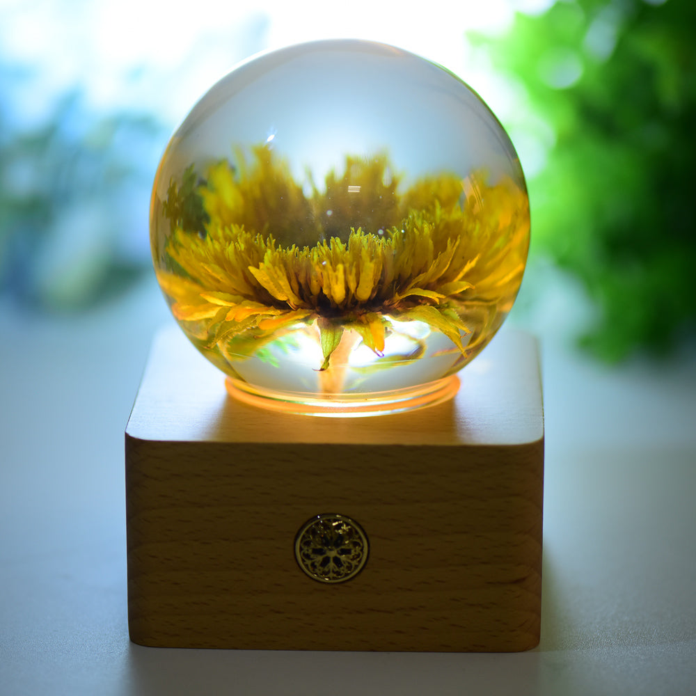 1 Set Resin Sphere with Sunflower Touch-sensitive Switch Lamp Free Form for Bulk Wholesale Wholesale Crystals USA