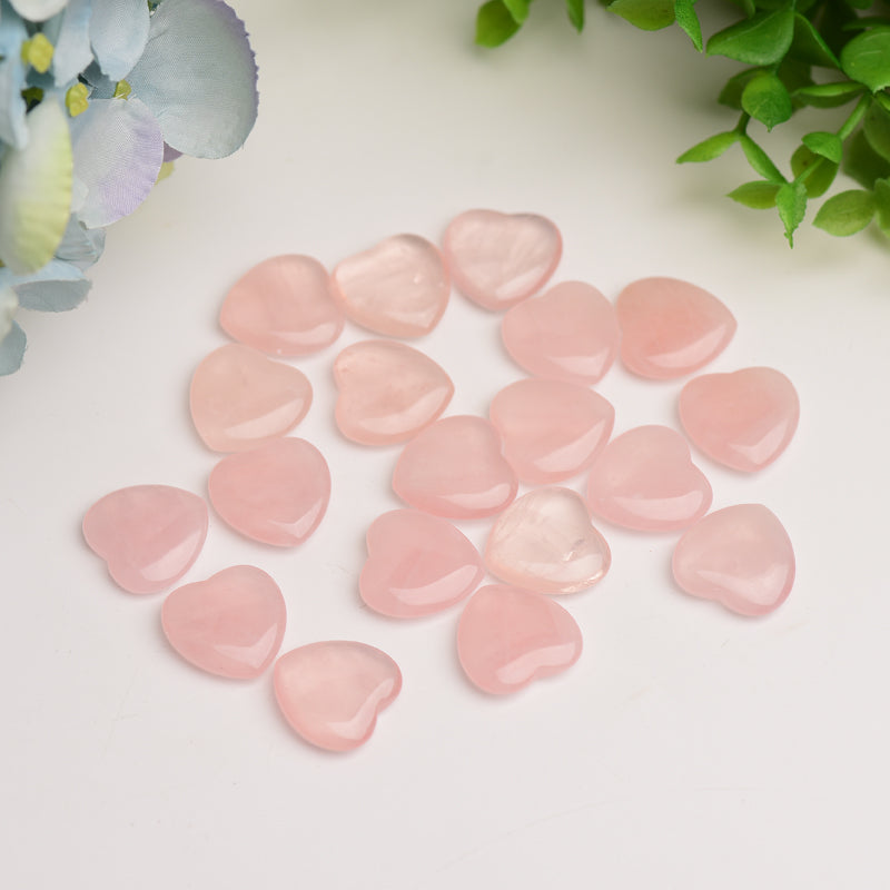 0.8" Mini Rose Quartz Heart Crystal Carving Bulk Wholesale Wholesale Crystals USA