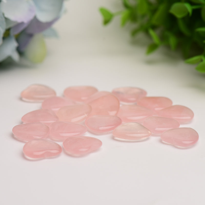 0.8" Mini Rose Quartz Heart Crystal Carving Bulk Wholesale Wholesale Crystals USA