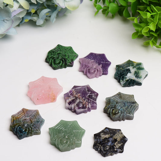 1.7" Mixed Crystal Spider Web Crystal Carving Bulk Wholesale  Crystals USA