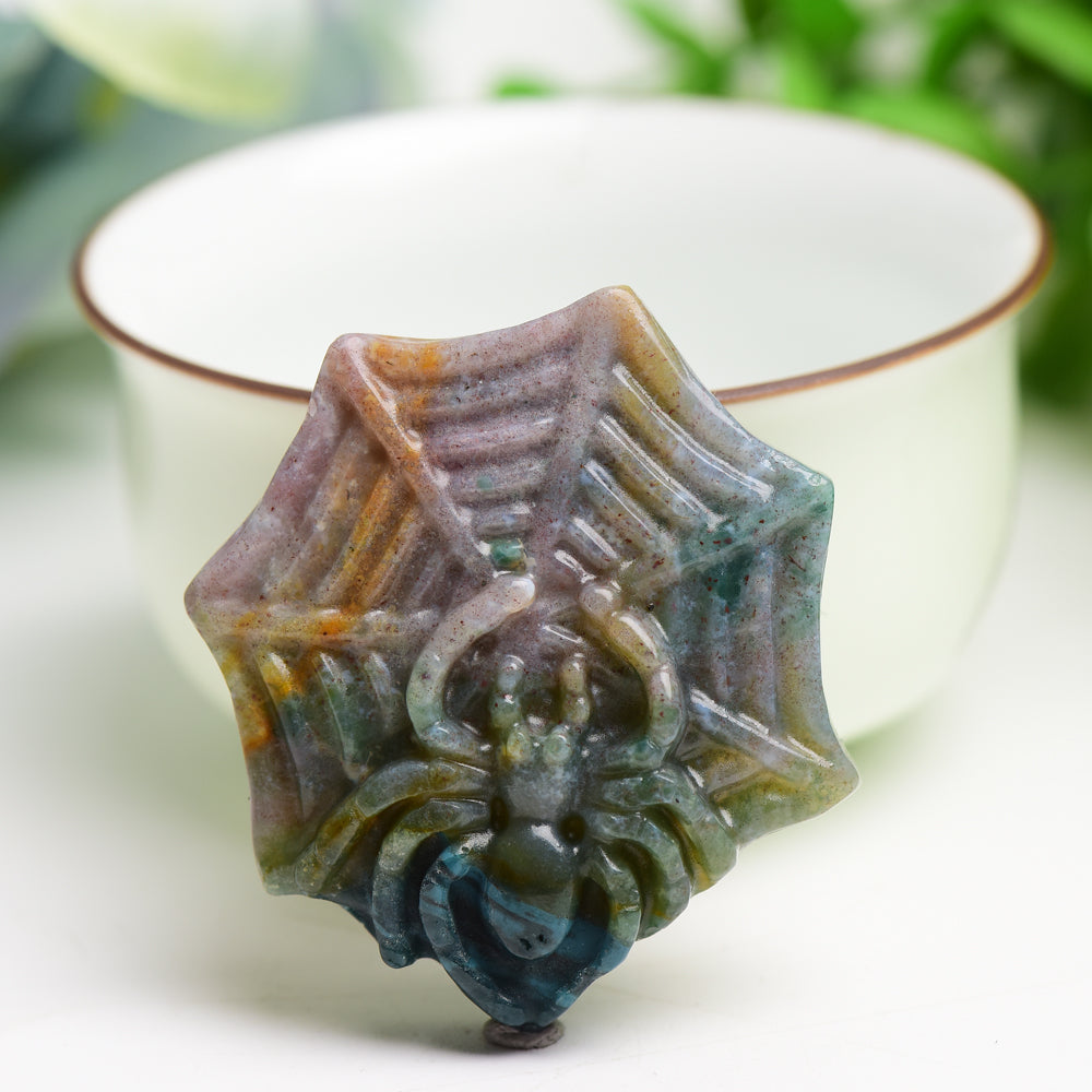 1.7" Mixed Crystal Spider Web Crystal Carving Bulk Wholesale  Crystals USA