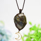 Rope Warrped Labradorite Stone Necklace with metal Moon Decor Bulk Wholesale Wholesale Crystals USA