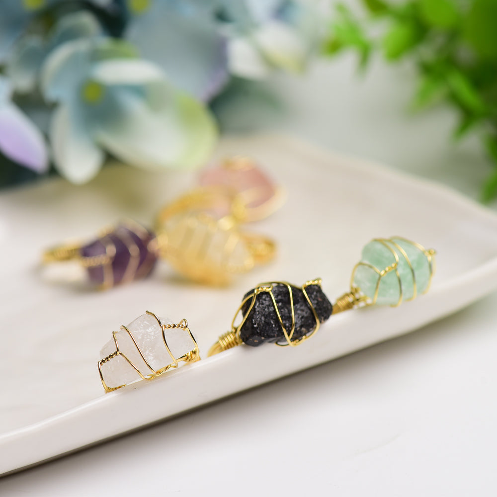 Raw Stone Metal Ring Wholesale Crystals USA