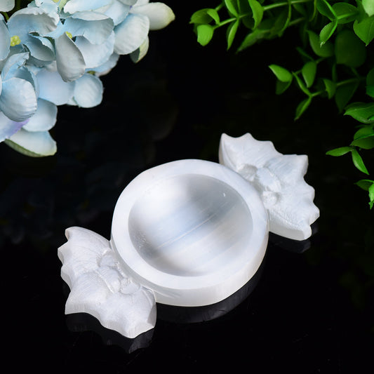 4.6" Selenite Candy Shape Bowl Bulk Wholesale Wholesale Crystals USA