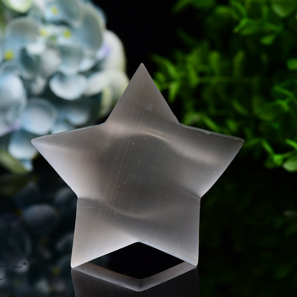 3.5" Star Shape Candle Holder Selenite Carving Bulk Wholesale Wholesale Crystals USA