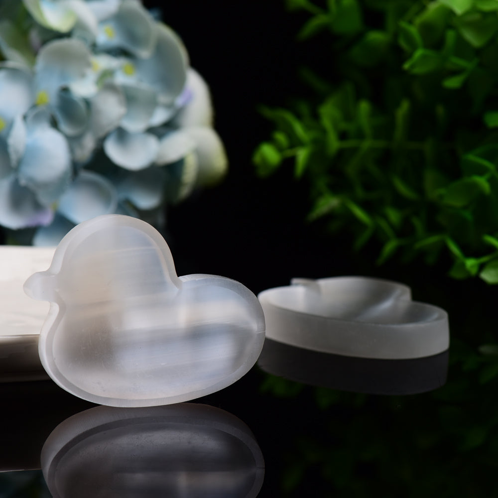 2.6" Duck Shape Selenite Bowl Carving Bulk Wholesale Wholesale Crystals USA