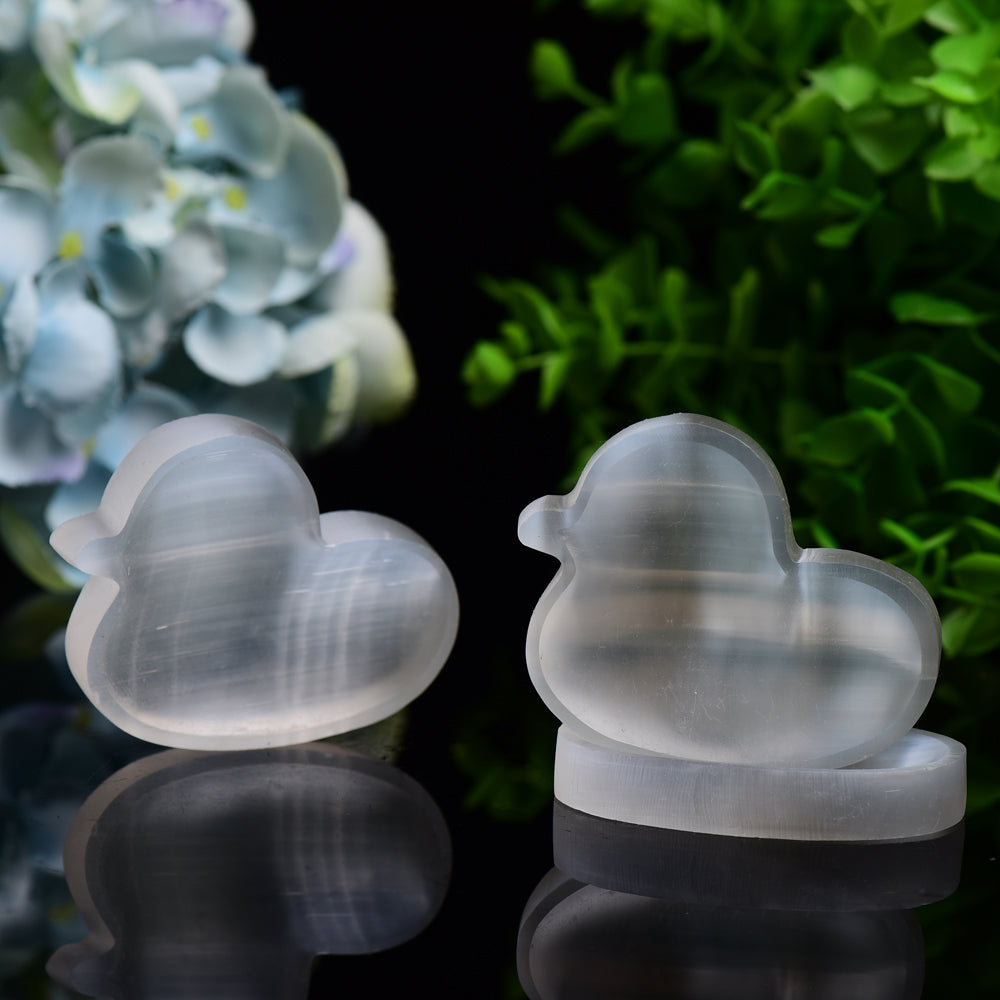 2.6" Duck Shape Selenite Bowl Carving Bulk Wholesale Wholesale Crystals USA