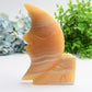 8.0" Huge Orange Calcite Moon Face and Rose Crystal Carving Free Form Bulk Wholesale Wholesale Crystals USA
