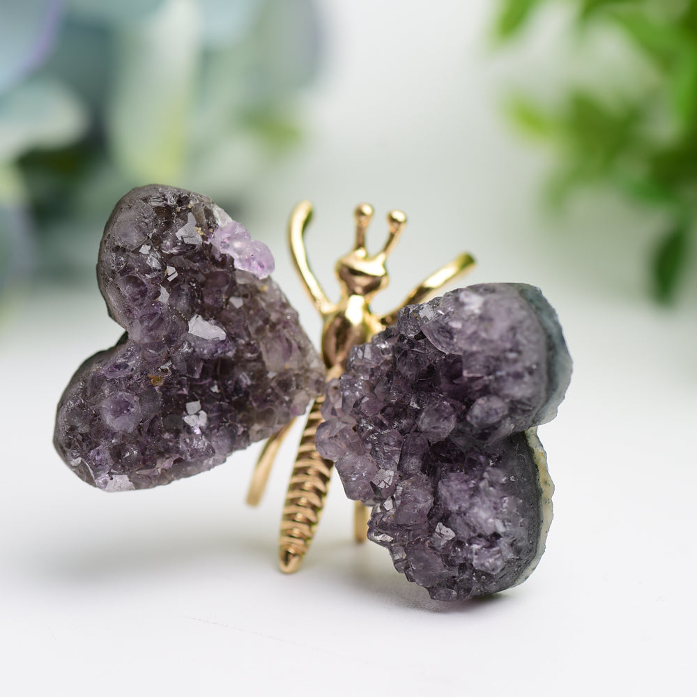 2.1" Amethyst Cluster Butterfly Design Free Form Bulk Wholesale Wholesale Crystals USA