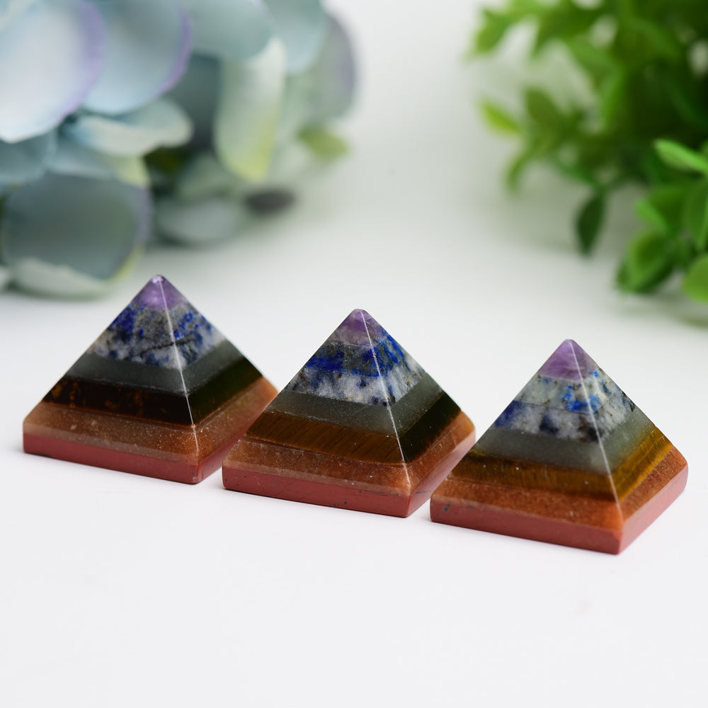 1.0" Chakra Pyramid Crystal Carving Bulk Wholesale Wholesale Crystals USA